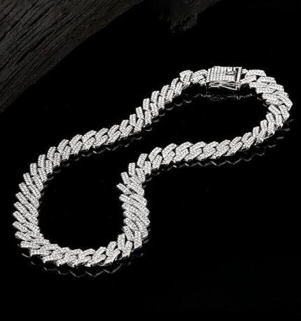 Men Silver-Plated Stainless Steel Cuban Necklace